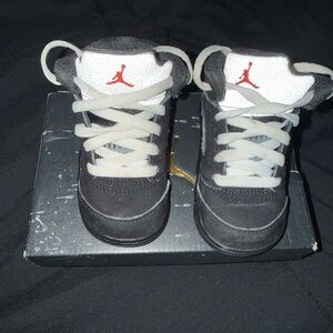 Jordan Kids Black and White Sneakers with Red Accent